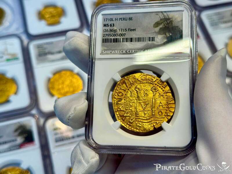 Peru 8 Escudos 1710 "Finest Known! 1715 Fleet Shipwreck" NGC 63 6