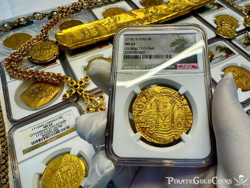 Peru 8 Escudos 1710 "Finest Known! 1715 Fleet Shipwreck" NGC 63 14