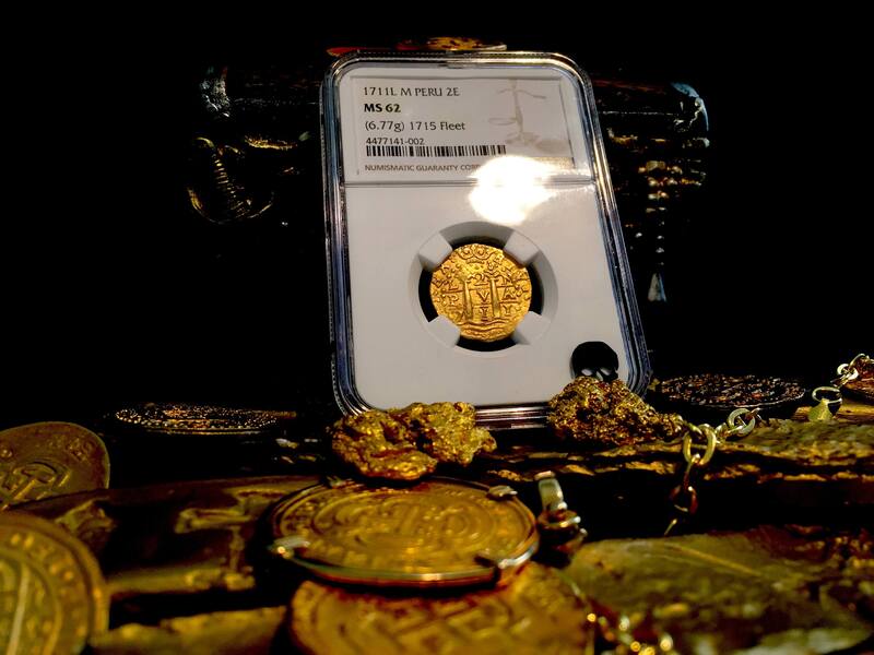 Peru  2 Escudos  1711  "1715 Plate Fleet Shipwreck"  NGC 62 2