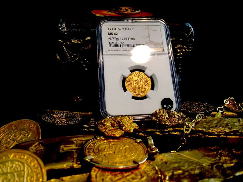 Peru  2 Escudos  1711  "1715 Plate Fleet Shipwreck"  NGC 62 6