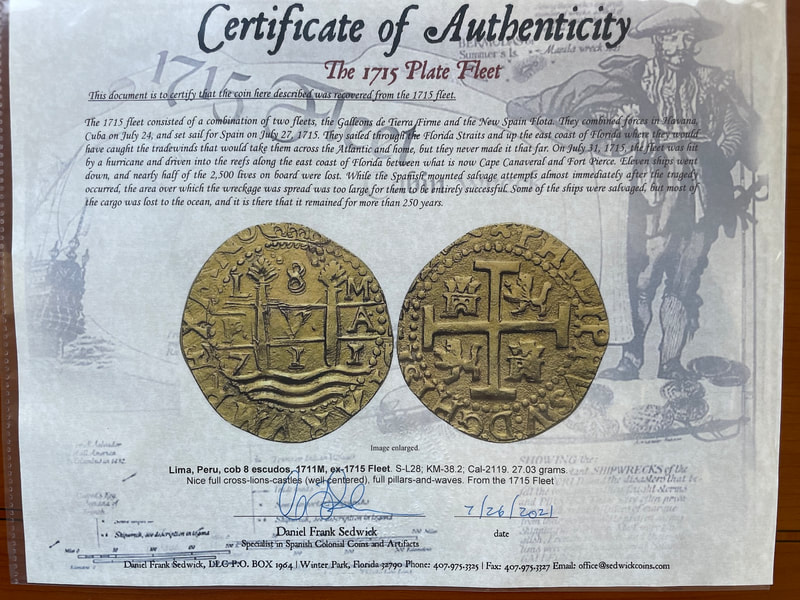 Peru 8 Escudos 1711 "1715 Plate Fleet Shipwreck" RAW 2