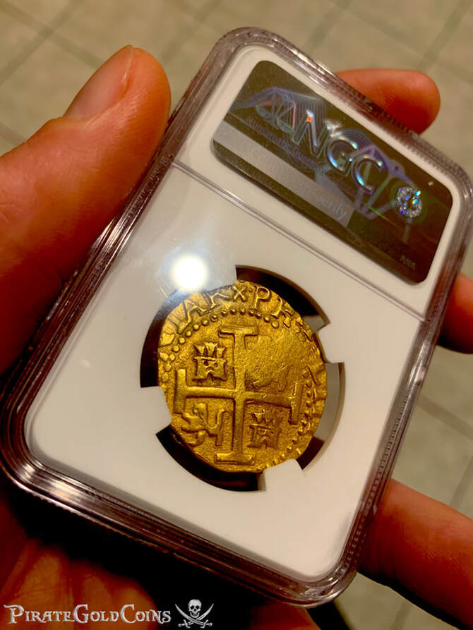 Peru 8 Escudos 1711 "1715 Plate Fleet Shipwreck" NGC 55