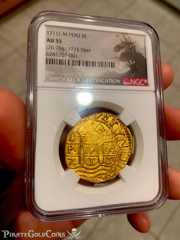 Peru 8 Escudos 1711 "1715 Plate Fleet Shipwreck" NGC 55 4
