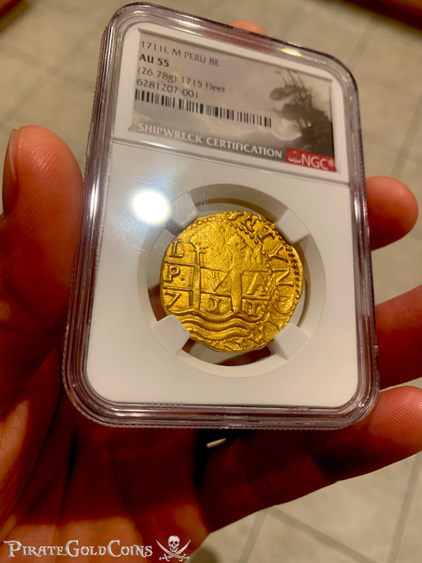 Peru 8 Escudos 1711 "1715 Plate Fleet Shipwreck" NGC 55 6