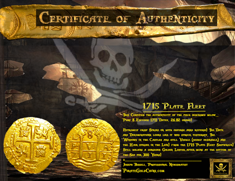 Peru 8 Escudos 1711 "1715 Fleet Shipwreck" RAW Pirate Gold Coins 5