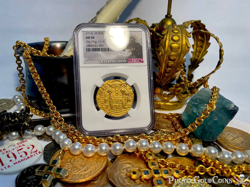 Peru 8 Escudos 1712 Double Date "1715 Fleet Shipwreck" NGC 58 8