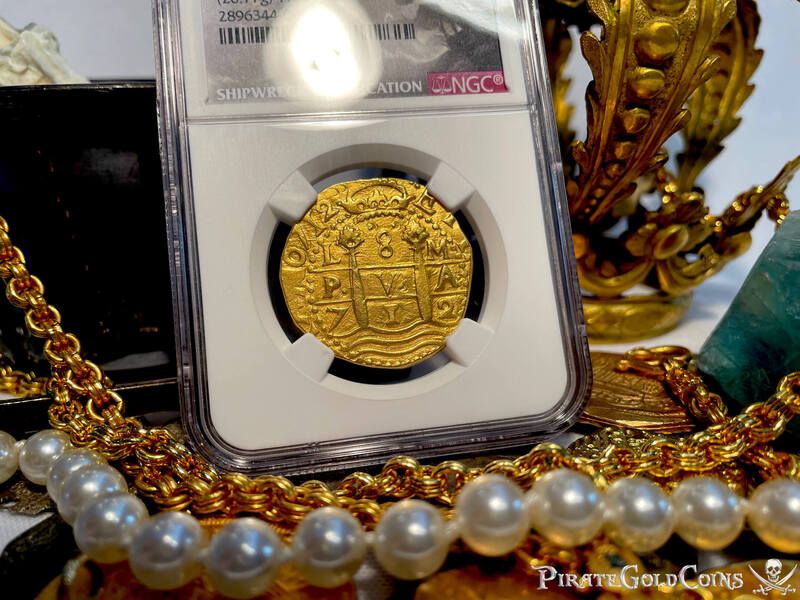 Peru 8 Escudos 1712 Double Date "1715 Fleet Shipwreck" NGC 58 11