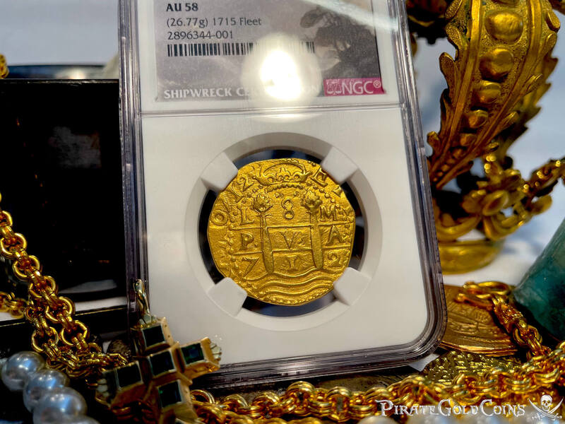 Peru 8 Escudos 1712 Double Date "1715 Fleet Shipwreck" NGC 58 17