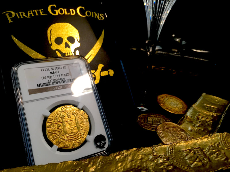 Peru  8 Escudos  1712  "1715 Plate Fleet Shipwreck"  NGC 61  Gold Doubloon 8