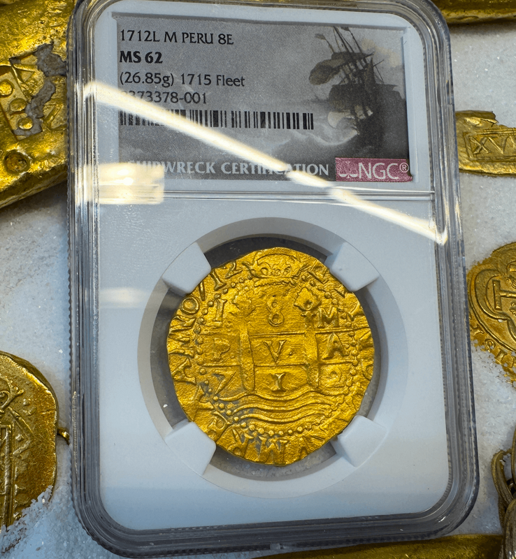 Peru 8 Escudos 1712 "1715 Fleet Shipwreck" NGC 62 2