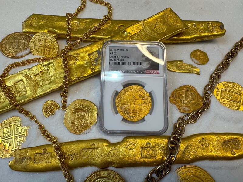 Peru 8 Escudos 1712 "1715 Fleet Shipwreck" NGC 62 18