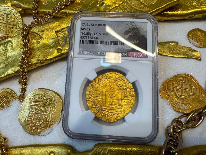Peru 8 Escudos 1712 "1715 Fleet Shipwreck" NGC 62 13