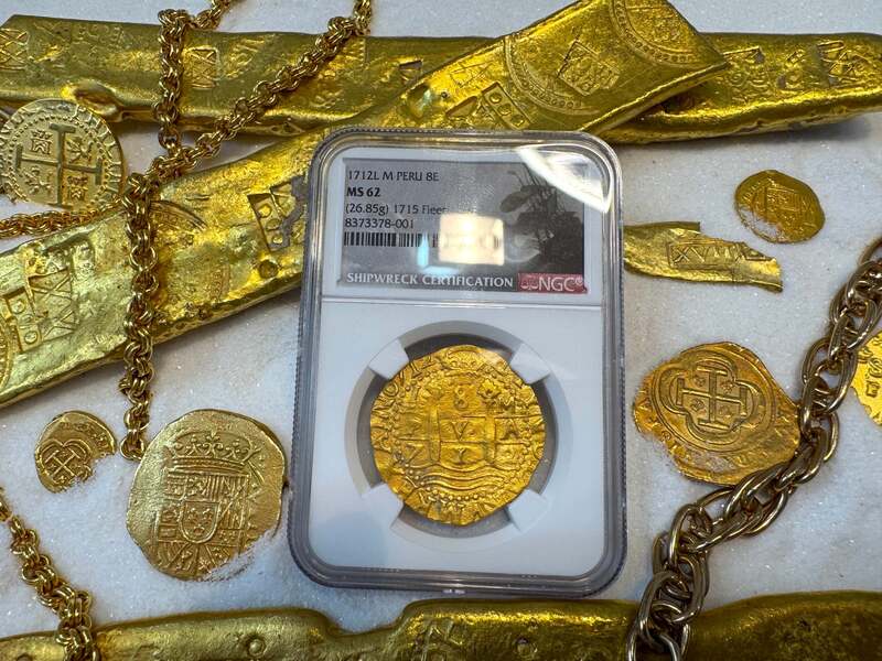 Peru 8 Escudos 1712 "1715 Fleet Shipwreck" NGC 62 28