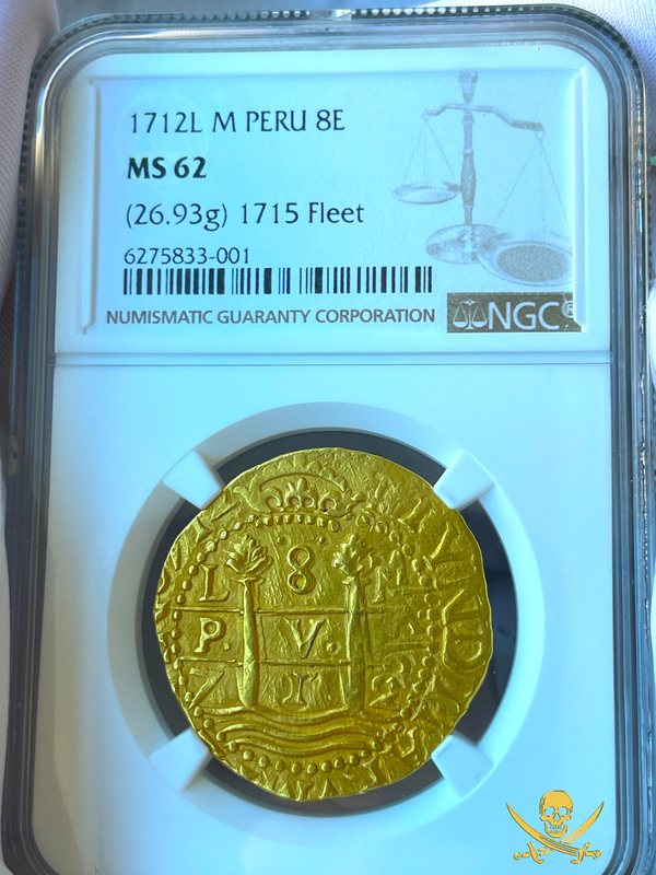 Peru 8 Escudos 1712 "1715 Plate Fleet Shipwreck" NGC 62