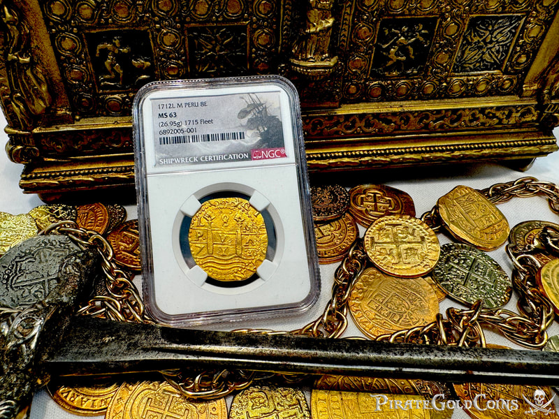 Peru 8 Escudos 1712 "1715 Fleet Shipwreck" NGC 63 46