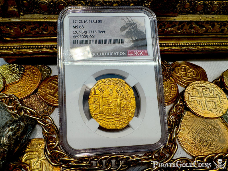 Peru 8 Escudos 1712 "1715 Fleet Shipwreck" NGC 63 48
