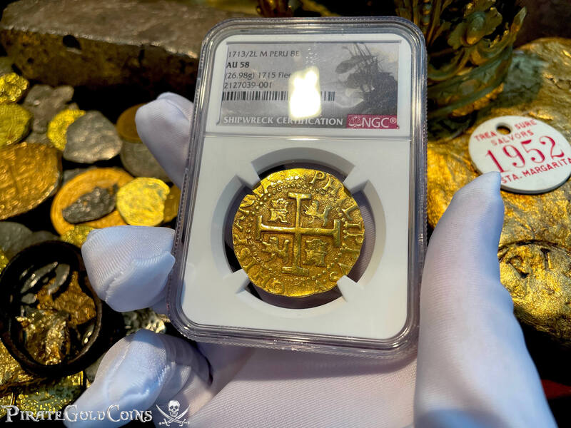 Peru 8 Escudos 1713/2 "Best Ever 1715 Fleet Shipwreck" NGC 58 2
