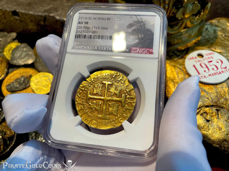 Peru 8 Escudos 1713/2 "Best Ever 1715 Fleet Shipwreck" NGC 58 3