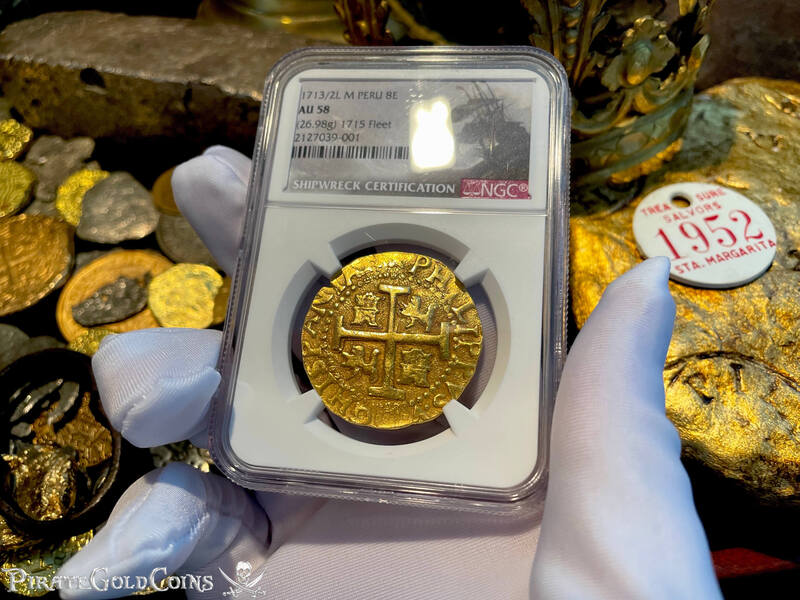 Peru 8 Escudos 1713/2 "Best Ever 1715 Fleet Shipwreck" NGC 58 4