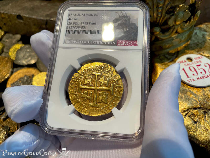 Peru 8 Escudos 1713/2 "Best Ever 1715 Fleet Shipwreck" NGC 58 5