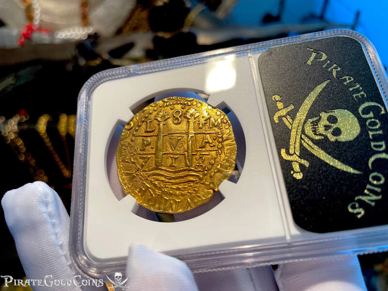 Peru 8 Escudos 1713/2 "Best Ever 1715 Fleet Shipwreck" NGC 58 8