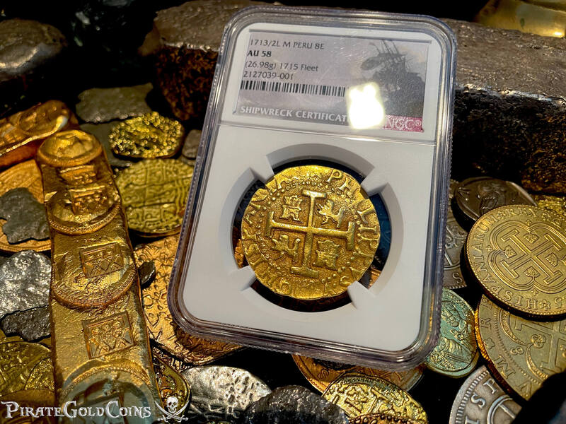 Peru 8 Escudos 1713/2 "Best Ever 1715 Fleet Shipwreck" NGC 58 15