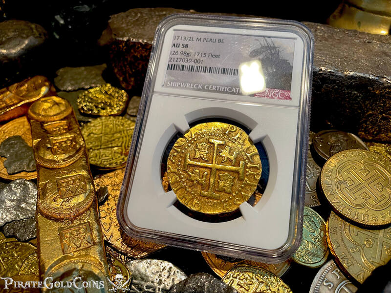 Peru 8 Escudos 1713/2 "Best Ever 1715 Fleet Shipwreck" NGC 58 16