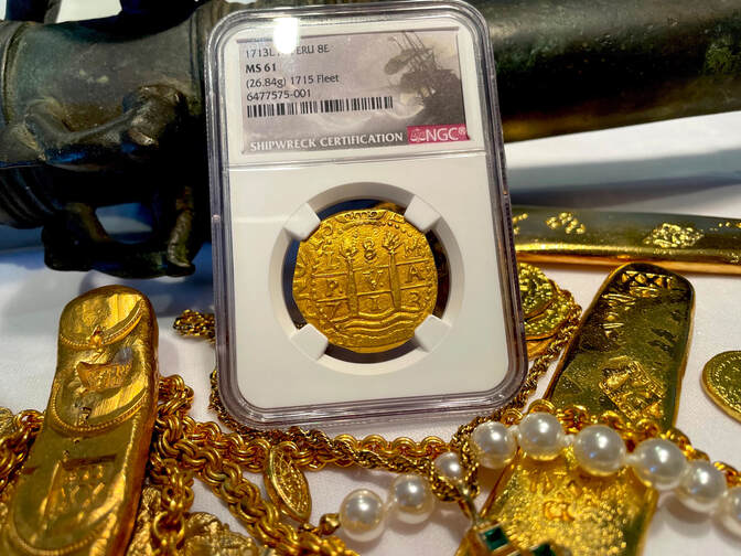Peru 8 Escudos 1713 "Double Dated - 1715 Fleet Shipwreck" NGC 61 7
