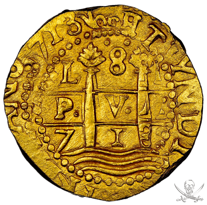 Peru 8 Escudos 1713 "2nd Finest - 1715 Fleet Shipwreck" NGC 63