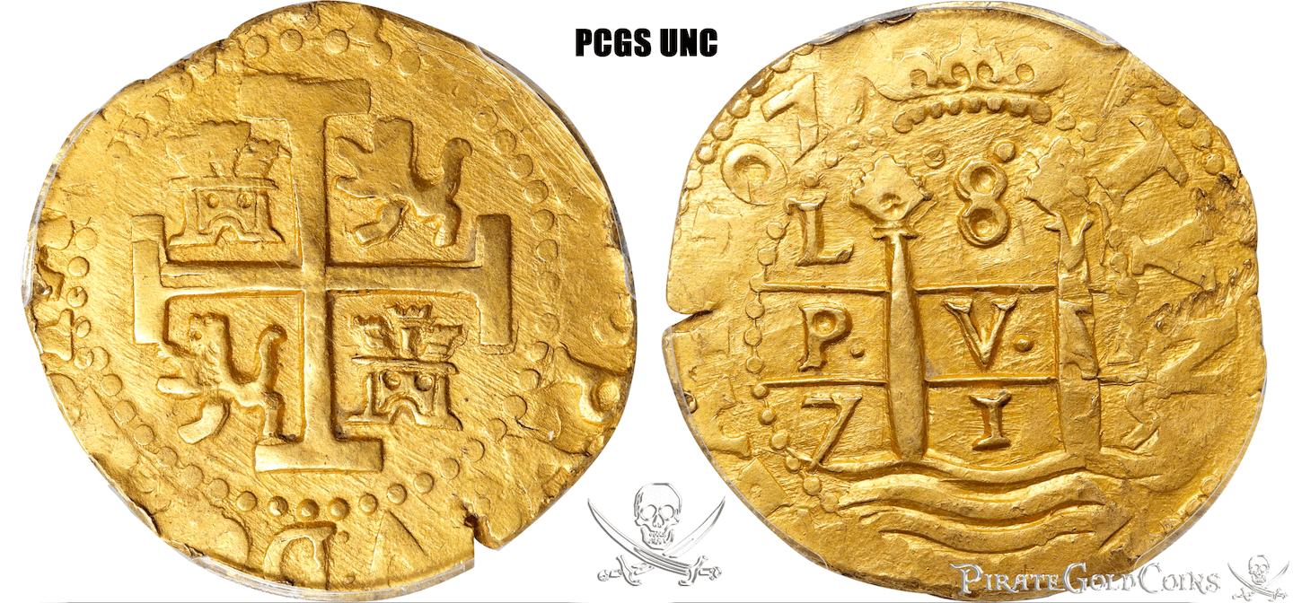 Peru 8 Escudos 1715 PCGS UNC 6