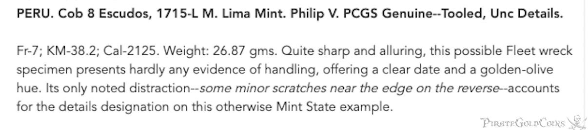 Peru 8 Escudos 1715 PCGS UNC 15