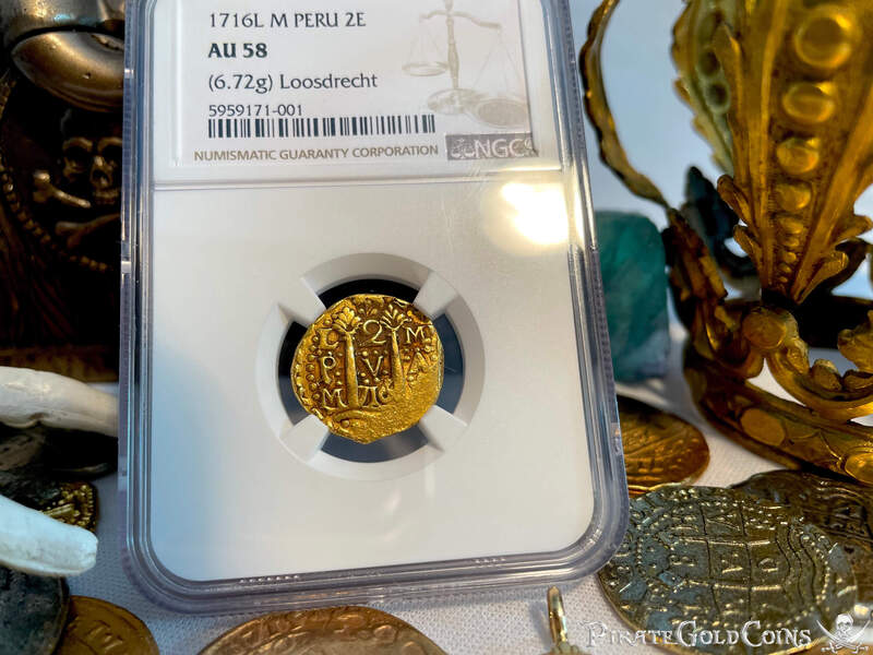 Peru 2 Escudos 1716 "Loosdrecht Shipwreck" NGC 58