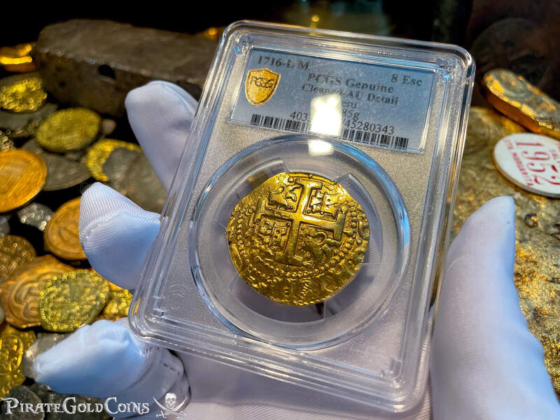 Peru 8 Escudos 1716 "Blood Tears- Mourning the Fleet Wreck" PCGS AU 2