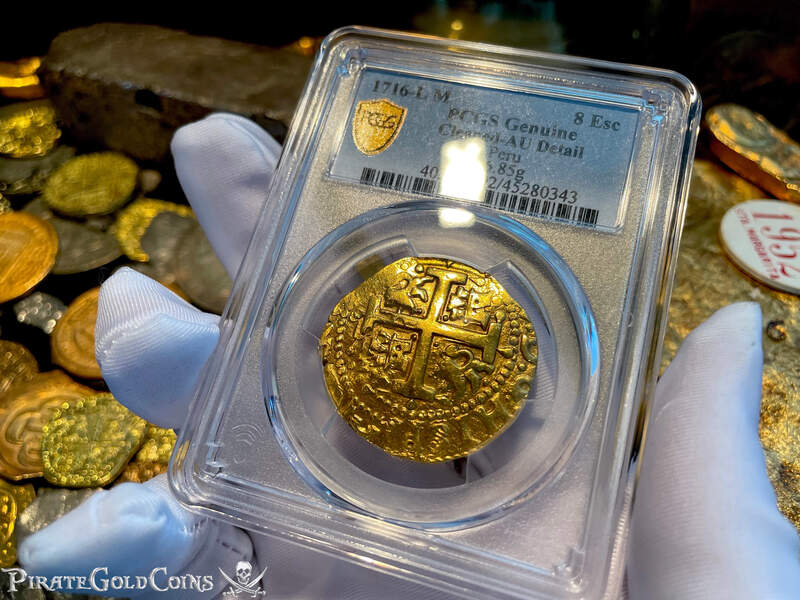 Peru 8 Escudos 1716 "Blood Tears- Mourning the Fleet Wreck" PCGS AU 3