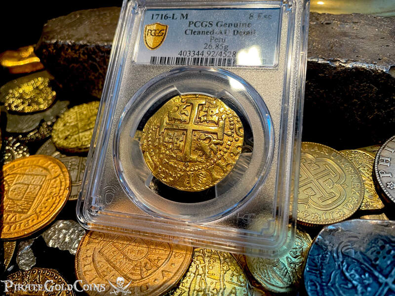 Peru 8 Escudos 1716 "Blood Tears- Mourning the Fleet Wreck" PCGS AU 6
