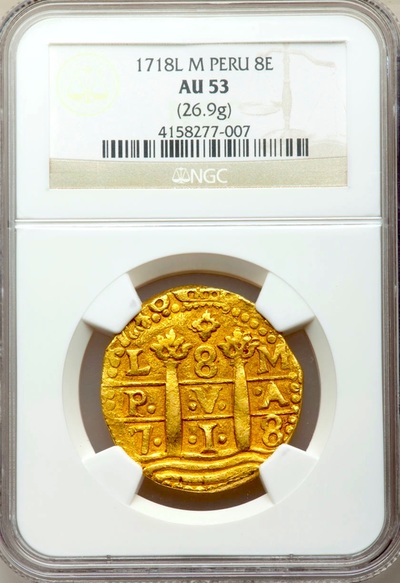 Peru 8 Escudos 1718 NGC 53 2