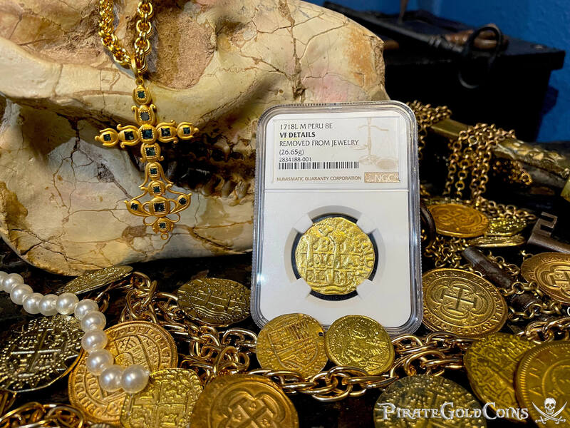 Peru 8 Escudos 1718 "Blood Tears Mourning 1715 Fleet" NGC VF 2