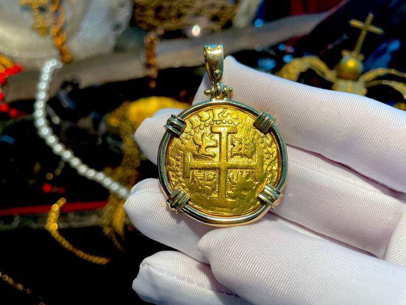 Peru 8 Escudos 1719 "Double Dated!" 18kt Bezel 8