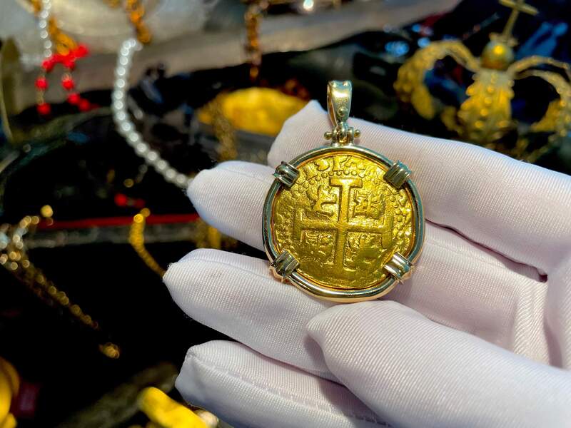 Peru 8 Escudos 1719 "Double Dated!" 18kt Bezel 14