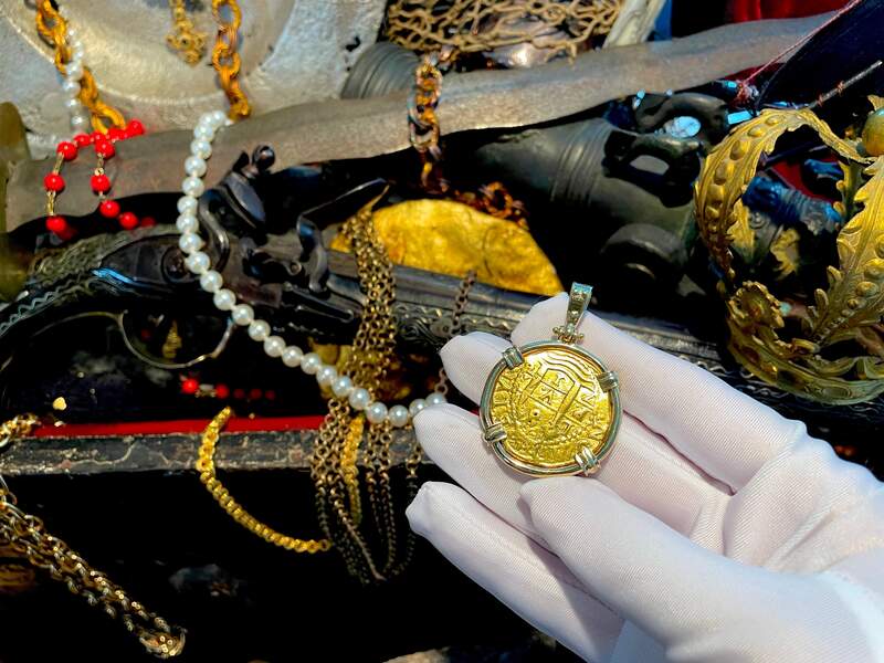 Peru 8 Escudos 1719 "Double Dated!" 18kt Bezel 16