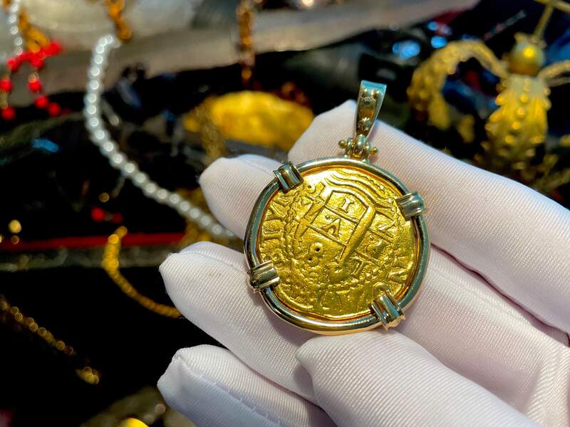 Peru 8 Escudos 1719 "Double Dated!" 18kt Bezel 13