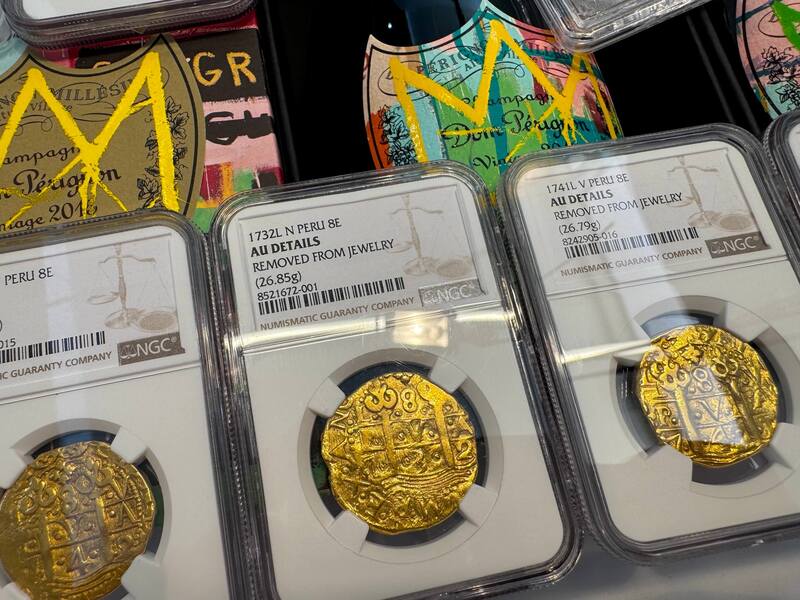 Peru 8 Escudos 1732 "Philip V" NGC AU 61