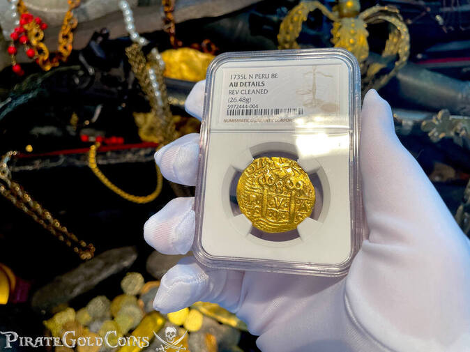 Peru 8 Escudos 1735 "Double Dated - Star of Lima" NGC VF 2