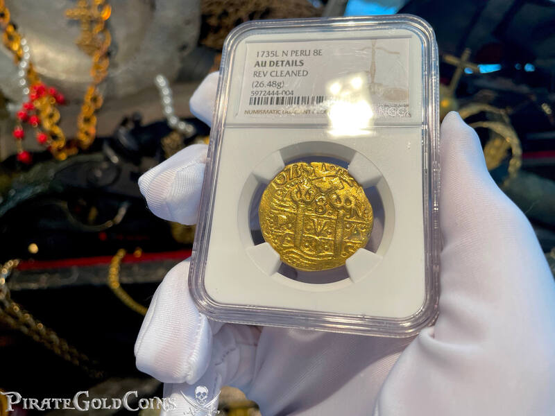 Peru 8 Escudos 1735 "Double Dated - Star of Lima" NGC VF 4