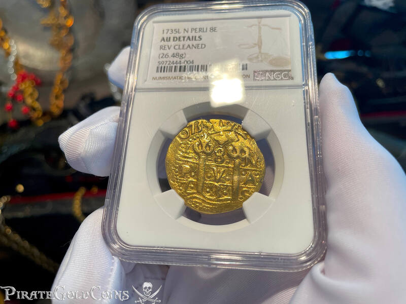 Peru 8 Escudos 1735 "Double Dated - Star of Lima" NGC VF 5