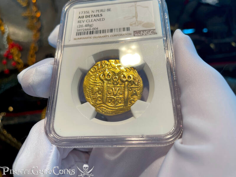 Peru 8 Escudos 1735 "Double Dated - Star of Lima" NGC VF 6