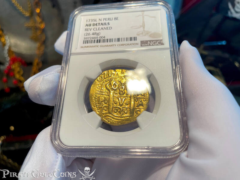 Peru 8 Escudos 1735 "Double Dated - Star of Lima" NGC VF 7