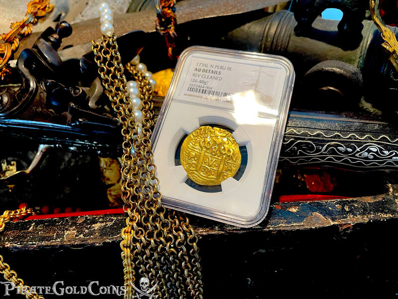 Peru 8 Escudos 1735 "Double Dated - Star of Lima" NGC VF 11