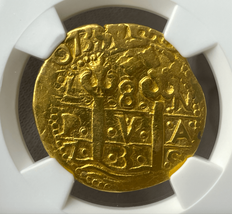 Peru 8 Escudos 1735 "Double Dated - Star of Lima" NGC VF 20