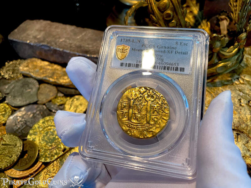 Peru 8 Escudos 1735 "Full, Bold Cross" PCGS XF 2